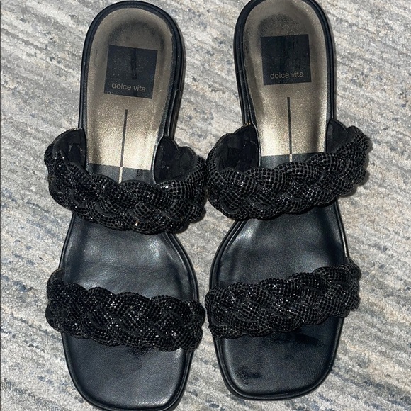 Dolce Vita braided Black Heeled sparkly Sandals - Picture 4 of 9
